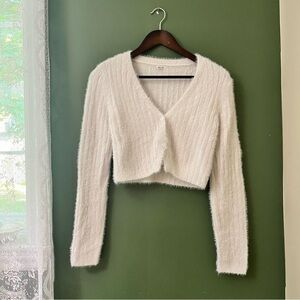 Garage White Fuzzy Women's Cardigan